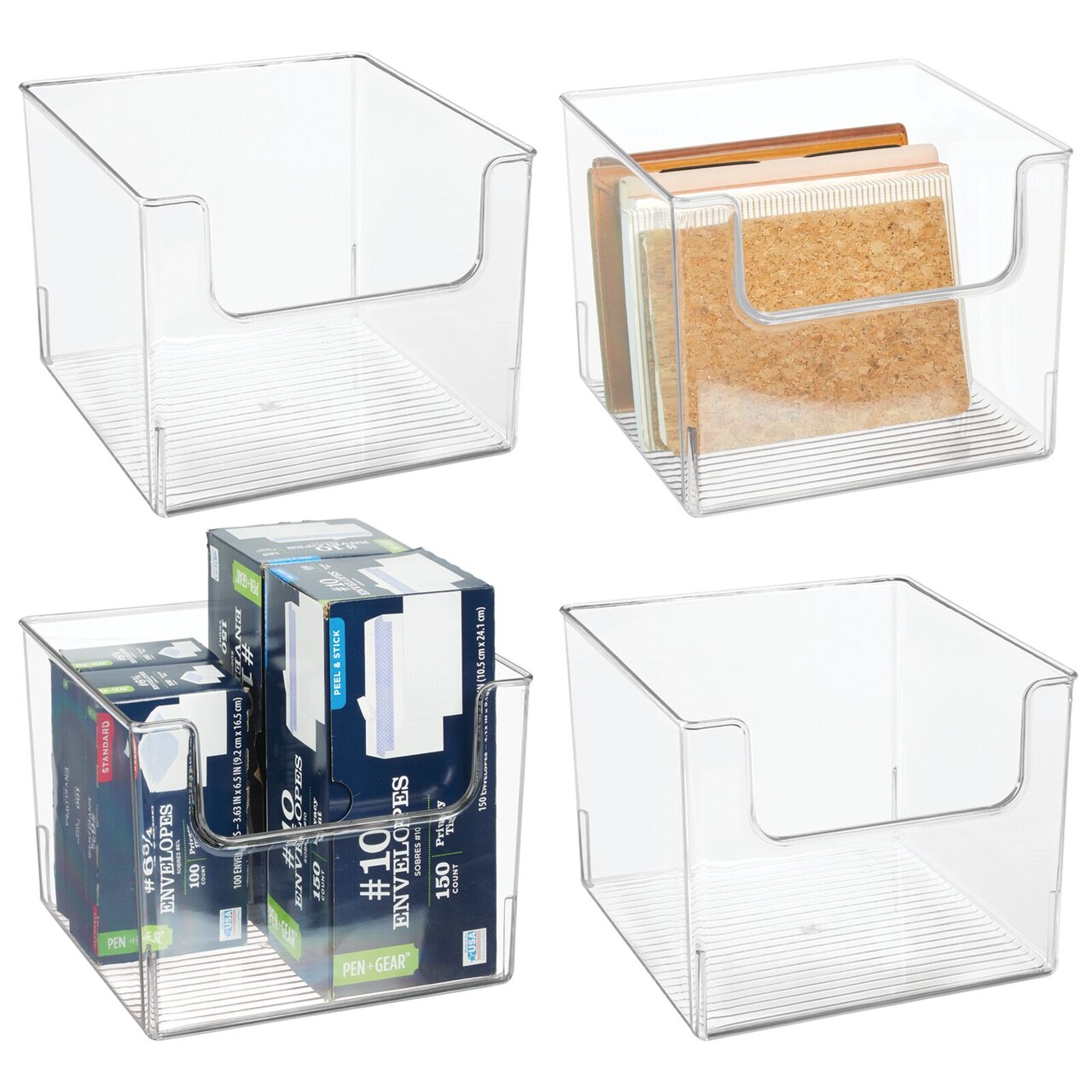 mDesign Plastic Home Office Storage Bin Container, Desk Organizer, 4 Pack